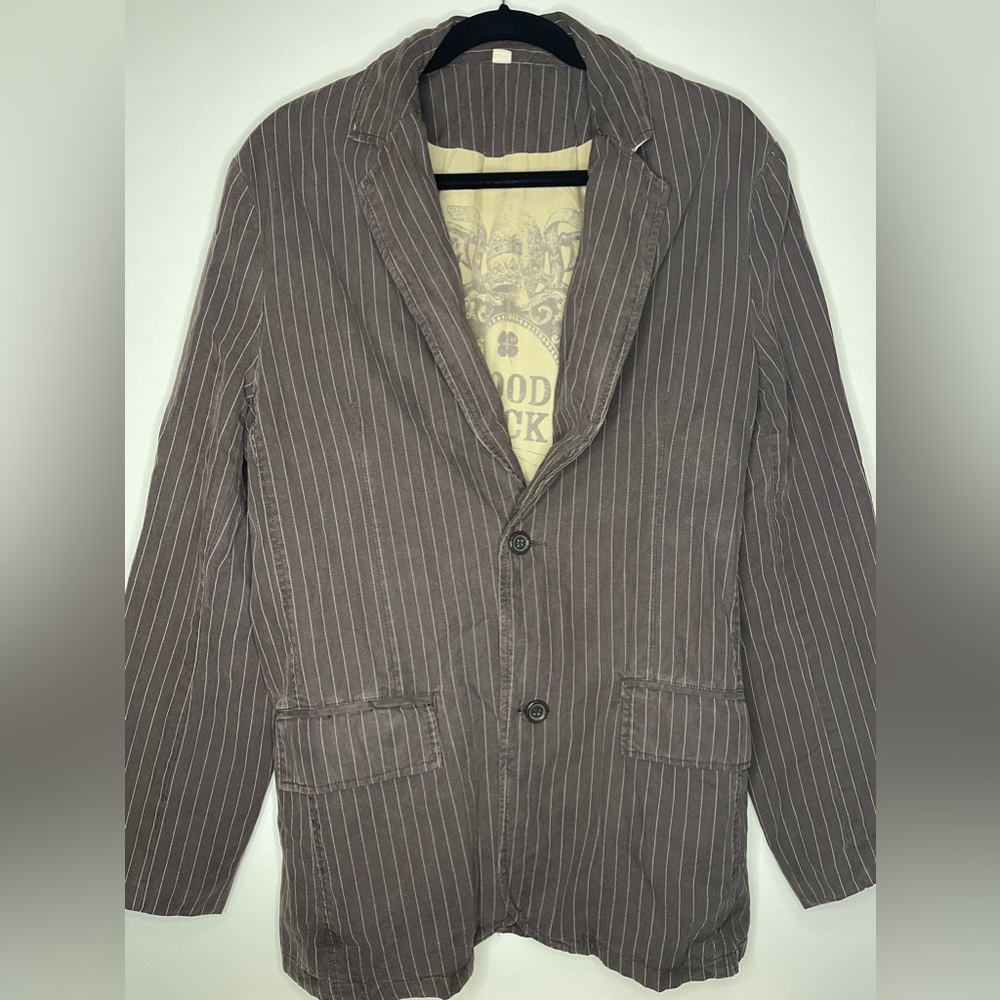 Massimo Brown Pinstriped Suit Jacket - Size Mens Medium